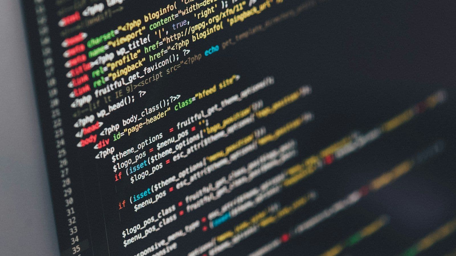 Source code on a monitor